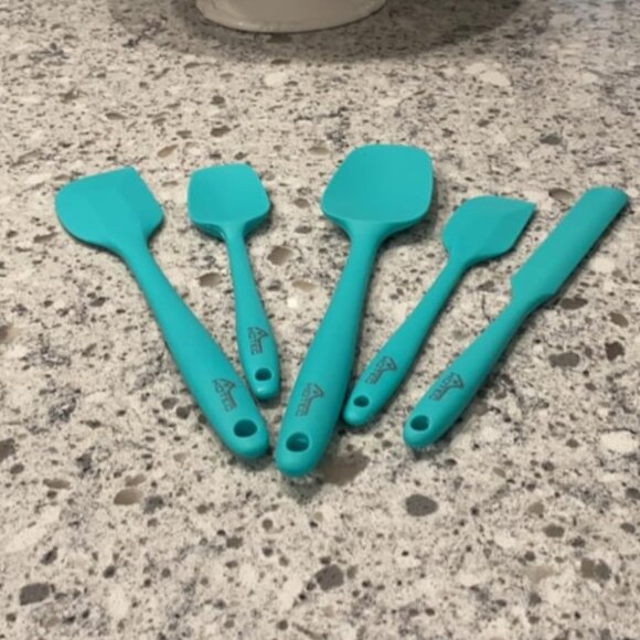 Food Grade Silicone Rubber Spatula Aqua Skay Set High Heat Resistant Non Stick - Picture 1 of 9